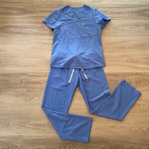 FIGS Ceil Blue Livingston Pant Caterina Top Scrub Set Uniform Women's size Small